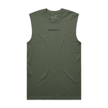 Load image into Gallery viewer, EMBROIDERED CUTOFF TANK OLIVE