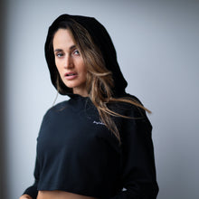 Load image into Gallery viewer, WOMENS CROP HOODIE BLACK