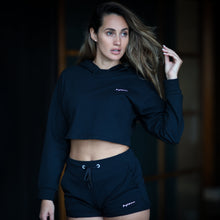 Load image into Gallery viewer, WOMENS CROP HOODIE BLACK