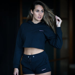WOMENS CROP HOODIE BLACK