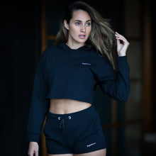 Load image into Gallery viewer, Jiujiteiro Womens Crop Hoodie Black – Jiu jitsu hoodie, grappler apparel