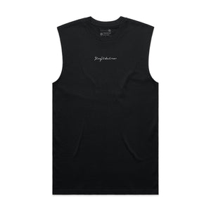 EMBROIDERED CUTOFF TANK BLACK