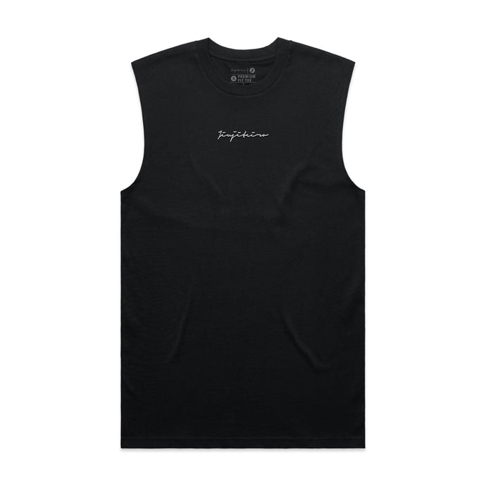 EMBROIDERED CUTOFF TANK BLACK