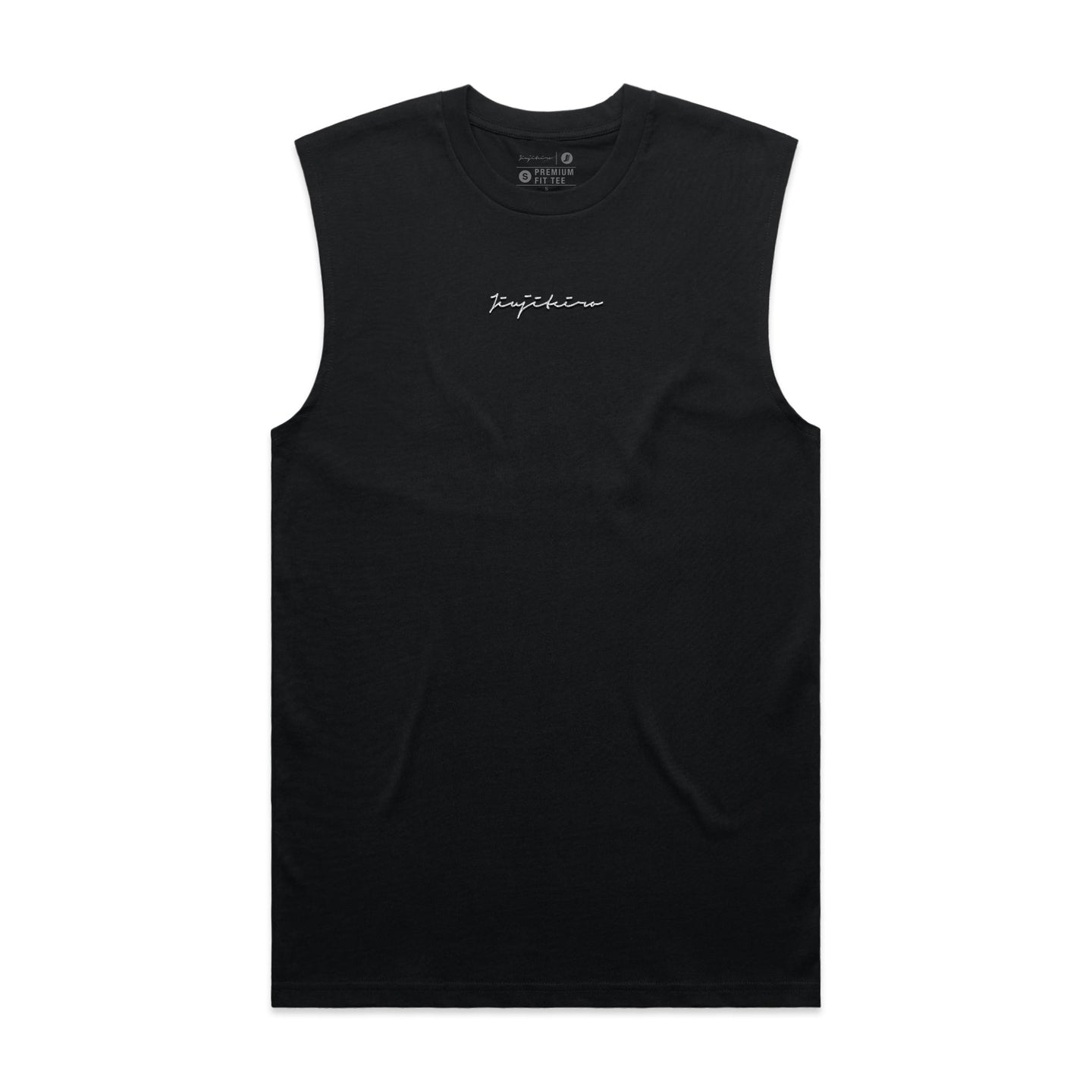 EMBROIDERED CUTOFF TANK BLACK
